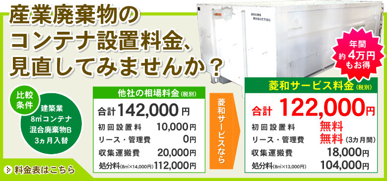 産業廃棄物のコンテナ設置料金、見直してみませんか？